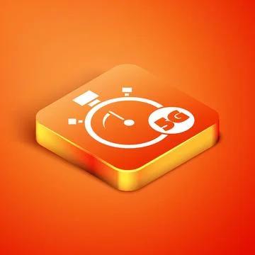 Isometric Digital speed meter concept with 5G icon isolated on orange background Stock Illustration