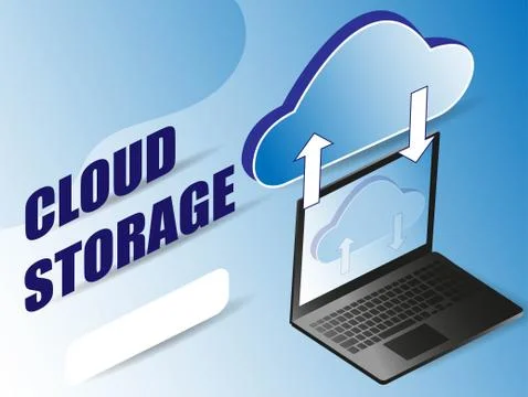 Isometric digital technology web banner. 3d cloud storage for marketing desig 스톡 일러스트