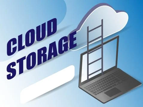 Isometric digital technology web banner. 3d cloud storage for marketing desig Illustrazione stock