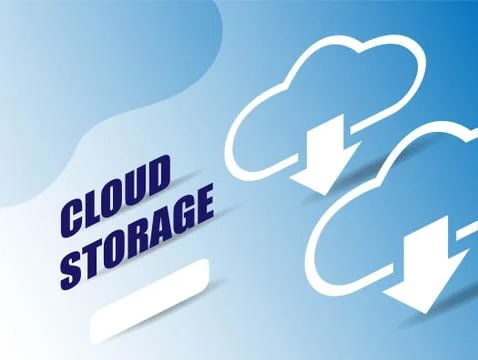 Isometric digital technology web banner. 3d cloud storage for marketing desig Illustrazione stock