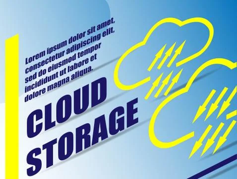 Isometric digital technology web banner. 3d cloud storage for marketing desig Illustrazione stock