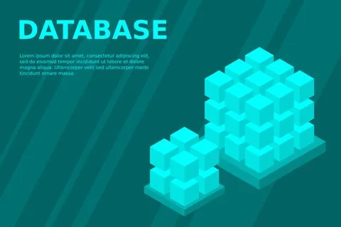 Isometric Digital Technology Web Banner. BIG DATA Machine Learning Algorithms Stock Illustration