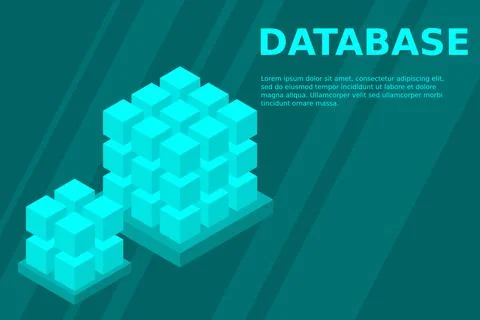 Isometric Digital Technology Web Banner. BIG DATA Machine Learning Algorithms Stock Illustration