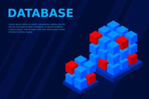 Isometric Digital Technology Web Banner. BIG DATA Machine Learning Algorithms Stock Illustration