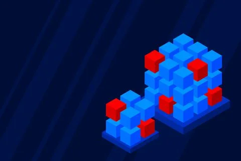 Isometric Digital Technology Web Banner. BIG DATA Machine Learning Algorithms Stock Illustration