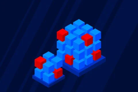 Isometric Digital Technology Web Banner. BIG DATA Machine Learning Algorithms Stock Illustration