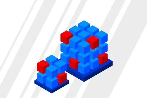 Isometric Digital Technology Web Banner. BIG DATA Machine Learning Algorithms Stock Illustration