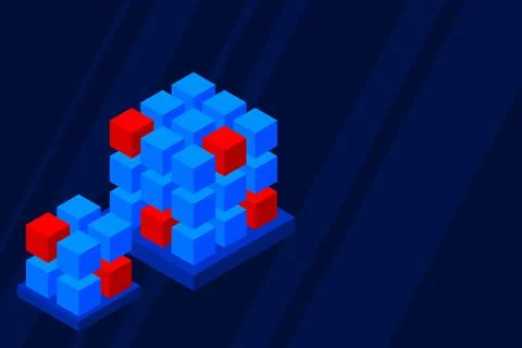 Isometric Digital Technology Web Banner. BIG DATA Machine Learning Algorithms Stock Illustration