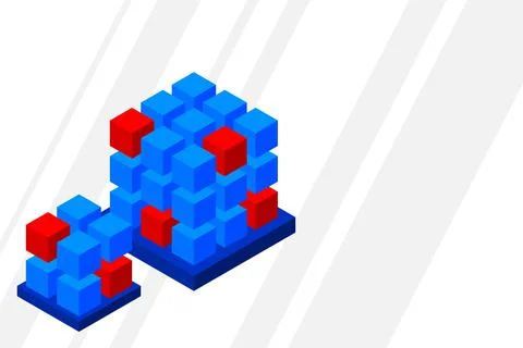 Isometric Digital Technology Web Banner. BIG DATA Machine Learning Algorithms Stock Illustration