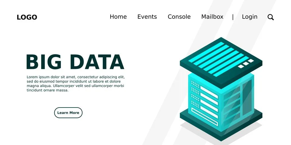 Isometric Digital Technology Web Banner. BIG DATA Machine Learning Algorithms Stock Illustration