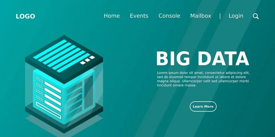 Isometric Digital Technology Web Banner. BIG DATA Machine Learning Algorithms Stock Illustration