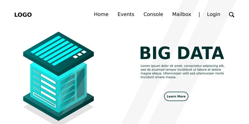 Isometric Digital Technology Web Banner. BIG DATA Machine Learning Algorithms Stock Illustration