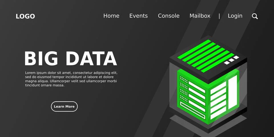 Isometric Digital Technology Web Banner. BIG DATA Machine Learning Algorithms Stock Illustration