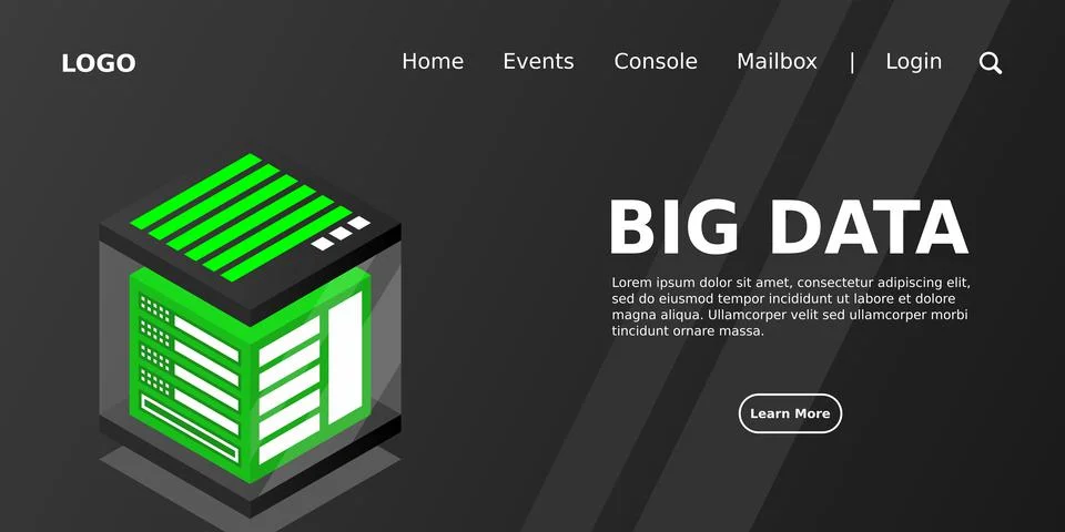 Isometric Digital Technology Web Banner. BIG DATA Machine Learning Algorithms Stock Illustration