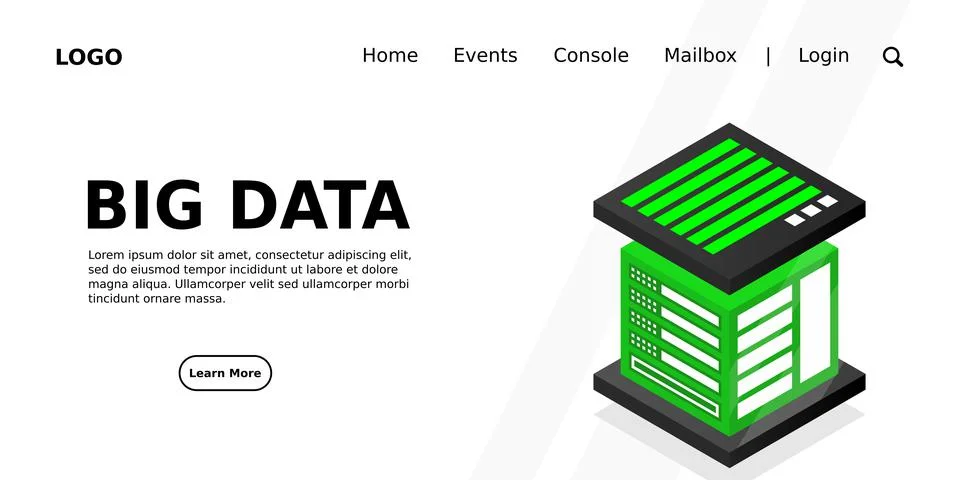 Isometric Digital Technology Web Banner. BIG DATA Machine Learning Algorithms Stock Illustration