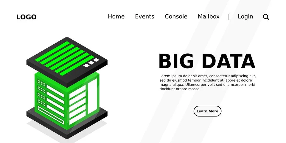 Isometric Digital Technology Web Banner. BIG DATA Machine Learning Algorithms Stock Illustration