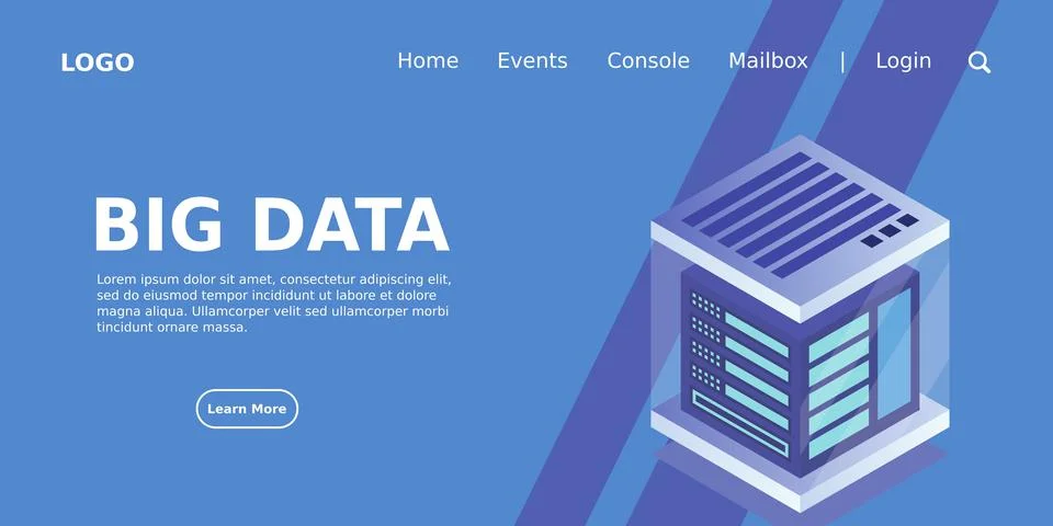 Isometric Digital Technology Web Banner. BIG DATA Machine Learning Algorithms Stock Illustration