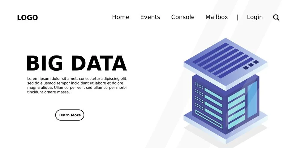Isometric Digital Technology Web Banner. BIG DATA Machine Learning Algorithms Stock Illustration