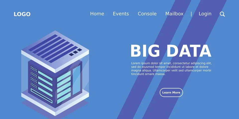 Isometric Digital Technology Web Banner. BIG DATA Machine Learning Algorithms Stock Illustration