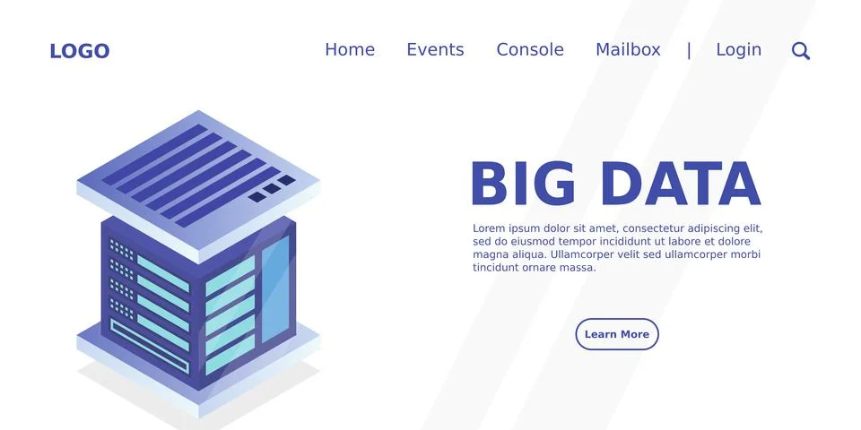 Isometric Digital Technology Web Banner. BIG DATA Machine Learning Algorithms Stock Illustration