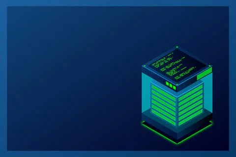 Isometric Digital Technology Web Banner. BIG DATA Machine Learning Algorithms Stock Illustration