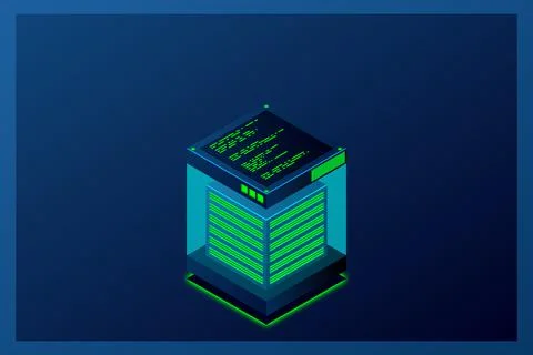 Isometric Digital Technology Web Banner. BIG DATA Machine Learning Algorithms Stock Illustration