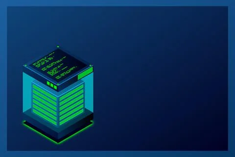 Isometric Digital Technology Web Banner. BIG DATA Machine Learning Algorithms Stock Illustration