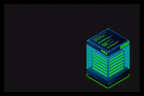 Isometric Digital Technology Web Banner. BIG DATA Machine Learning Algorithms Stock Illustration