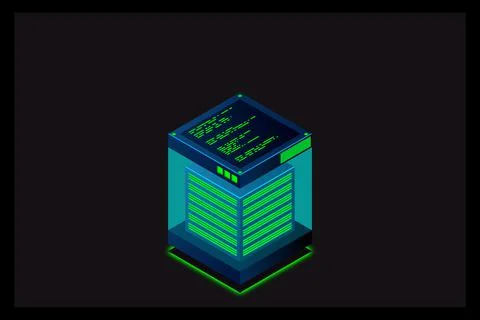 Isometric Digital Technology Web Banner. BIG DATA Machine Learning Algorithms Stock Illustration