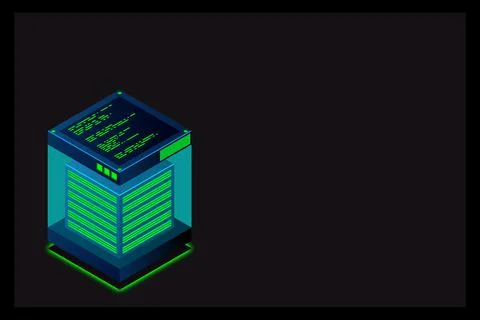 Isometric Digital Technology Web Banner. BIG DATA Machine Learning Algorithms Stock Illustration