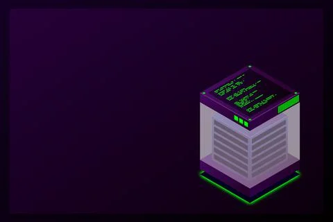 Isometric Digital Technology Web Banner. BIG DATA Machine Learning Algorithms Stock Illustration