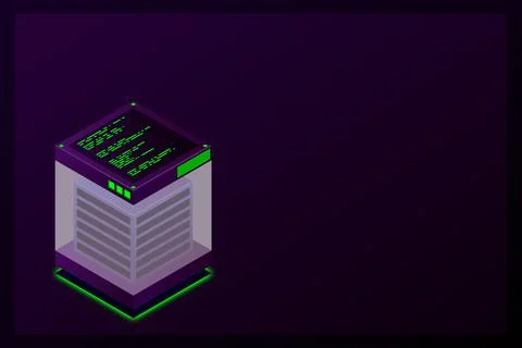 Isometric Digital Technology Web Banner. BIG DATA Machine Learning Algorithms Stock Illustration