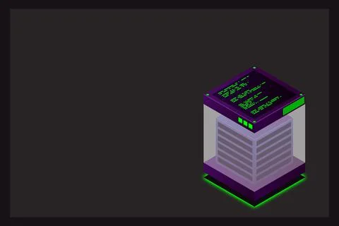 Isometric Digital Technology Web Banner. BIG DATA Machine Learning Algorithms Stock Illustration