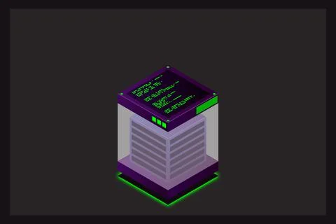 Isometric Digital Technology Web Banner. BIG DATA Machine Learning Algorithms Stock Illustration