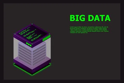 Isometric Digital Technology Web Banner. BIG DATA Machine Learning Algorithms Stock Illustration