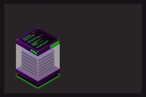 Isometric Digital Technology Web Banner. BIG DATA Machine Learning Algorithms Stock Illustration