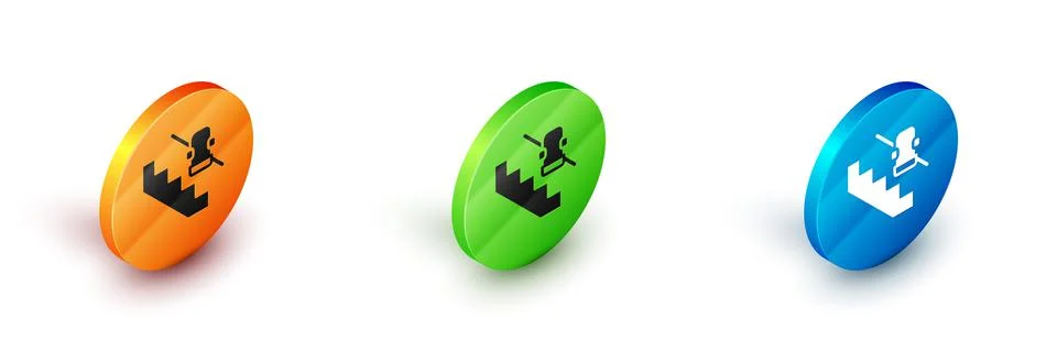 Isometric Disabled access elevator lift escalator icon isolated on white Stock Illustration