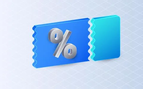 Isometric discount coupon on white background. Shopping coupon symbol Stock Illustration