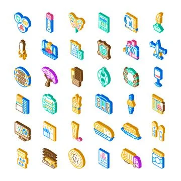 Isometric diverse collection of object and symbol icons Ilustración de archivo