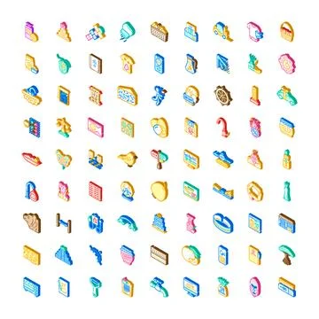 Isometric diverse icons collection for digital design Illustrazione stock