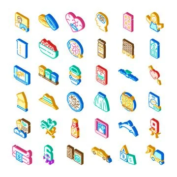 Isometric diverse objects and symbols collection illustration Stock Illustration