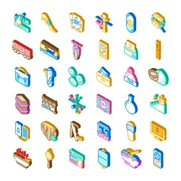 Isometric diverse set of icon elements design Illustrazione stock