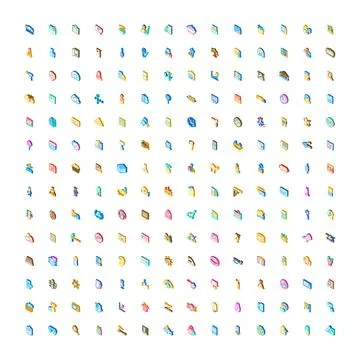 Isometric diverse universal icon set collection for applications Illustrazione stock