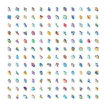 Isometric diverse universal web application icons set Stockillustratie