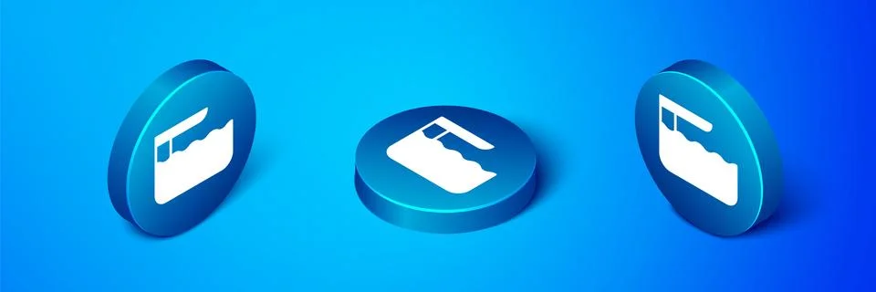 Isometric Diving board or springboard icon isolated on blue background. Blu.. Stock Illustration