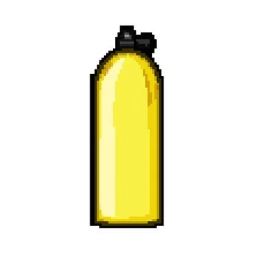 Isometric diving cylinder pixel art vector illustration Stock Illustration