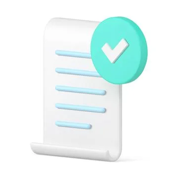 Isometric to do list check mark daily examination paper document 3d icon re.. Stock Illustration