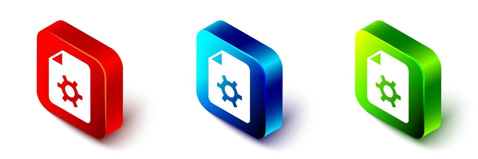 Isometric Document settings with gears icon isolated on white background Stock-Illustration