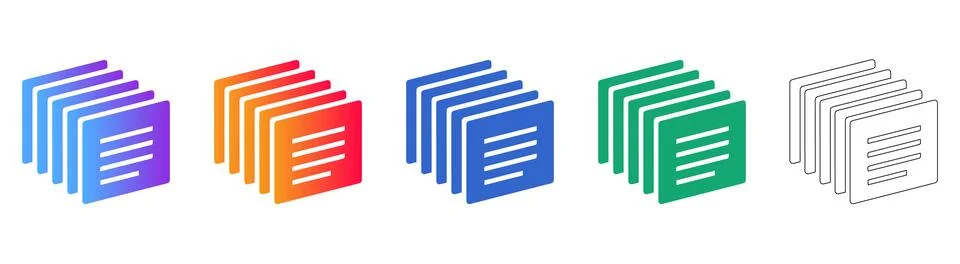 Isometric Document Stack and Data Icons Stock Illustration