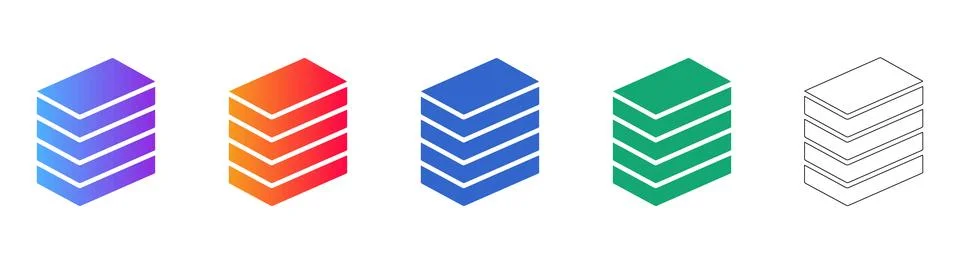 Isometric Document Stack Icons in Five Styles Illustrazione stock